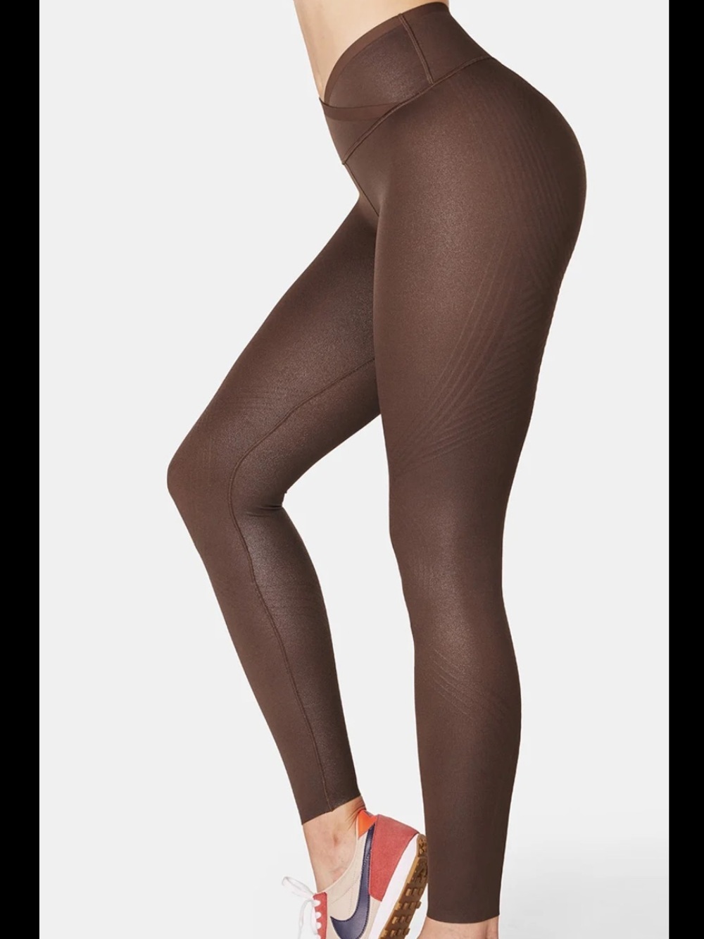 Fanka Faux Leather Body Sculpt Leggings Crossover Waist